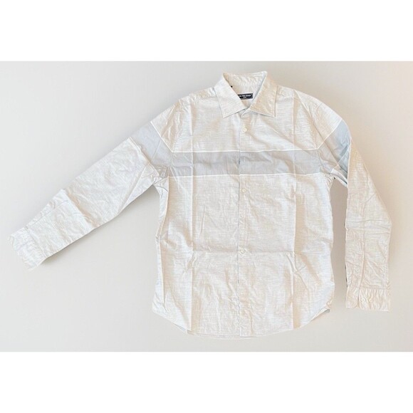 Saks Fifth Avenue Men’s Shirt L Gray Cotton Long Sleeve Colorblock Stripe Casual - Picture 1 of 9